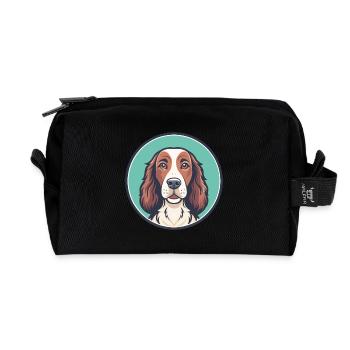 Irische Rot Und Weiß Setter Hund Rasse Lustige Karikatur - Recycelte Kulturtasche - Schwarz - Vorne