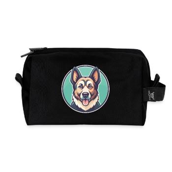 Magyar Agar Dog Breed Funny Cartoon Kawaii Clipart - Recycled Toiletry Zip Bag - black - Front