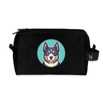 Molosse Chien Race Coloré Dessin animé Kawaii Clipart - Trousse de toilette en tissu recyclé - noir - Devant