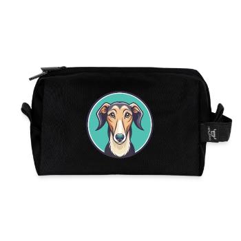 Vieux lévrier croate race de chien dessin animé Kawaii - Trousse de toilette en tissu recyclé - noir - Devant