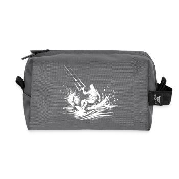 Surfing in the sky Surfing in the sea Kite Surfing - Recycled Toiletry Zip Bag - anthracite - Front