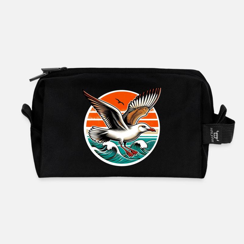 Möwe - Recycelte Kulturtasche - Schwarz