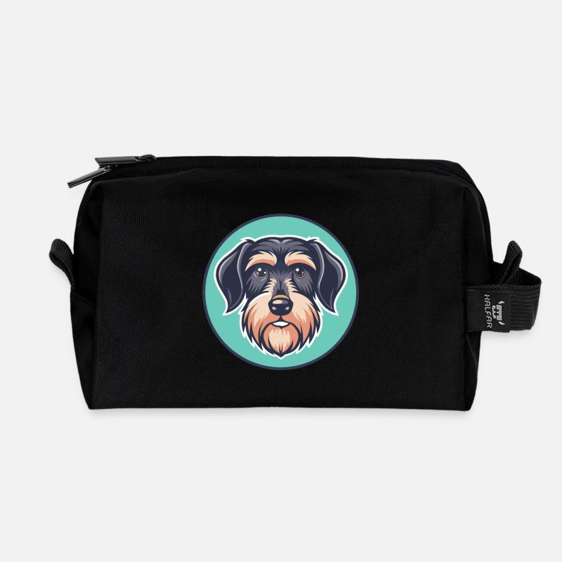 Drahthaariger Dackel Hunderasse Cartoon Kawaii Haustier - Recycelte Kulturtasche - Schwarz