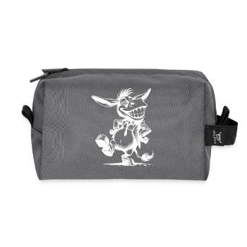 Laughing Donkey Long-Eared Caricature Disguise - Recycled Toiletry Zip Bag - anthracite - Front