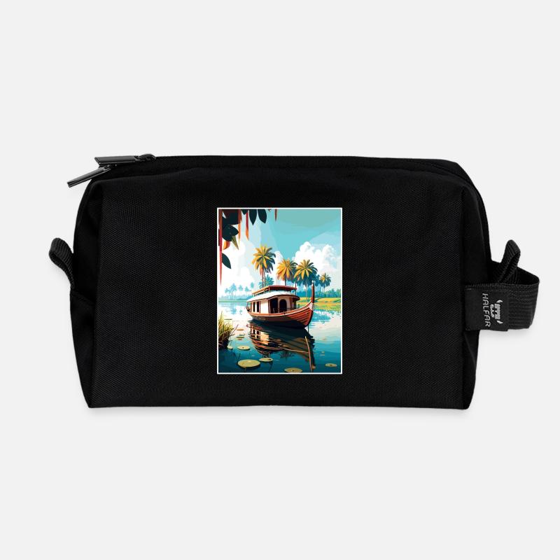 Kerala Indien Reise Poster Souvenir Postkarte Farbe - Recycelte Kulturtasche - Schwarz
