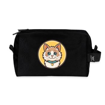 Angora turc Chat Race Dessin animé Kawaii Animal Pet - Trousse de toilette en tissu recyclé - noir - Devant