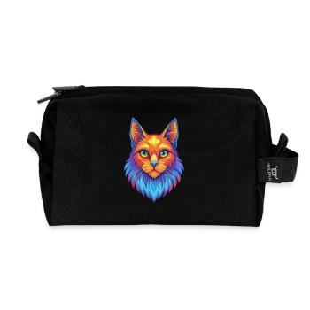 Chat Angora Turc Race Dessin Animé Kawaii Animal De Compagnie - Trousse de toilette en tissu recyclé - noir - Devant