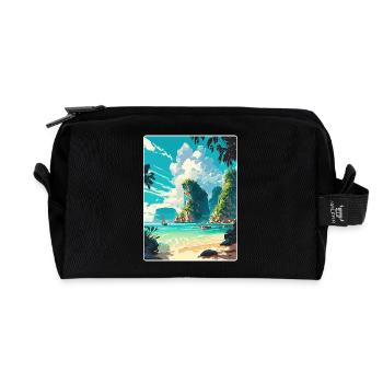 Phi Thaïlande Affiche de voyage thaïlandaise Peinture souvenir WPA - Trousse de toilette en tissu recyclé - noir - Devant