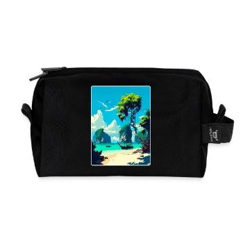 Phi Thaïlande Affiche de voyage thaïlandaise Peinture souvenir WPA - Trousse de toilette en tissu recyclé - noir - Devant