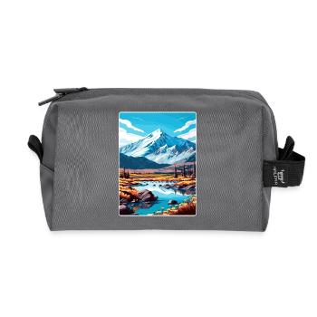 Wrangell St Elias National Park Travel Poster WPA - Recycled Toiletry Zip Bag - anthracite - Front