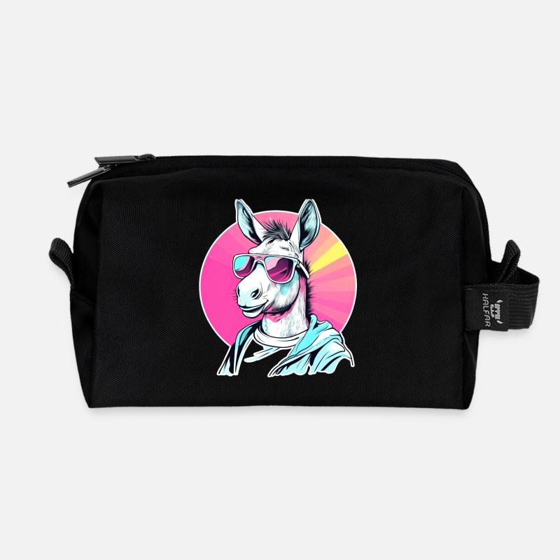 Pop Art Esel mit Sonnenbrille Hoodie - Recycelte Kulturtasche - Schwarz