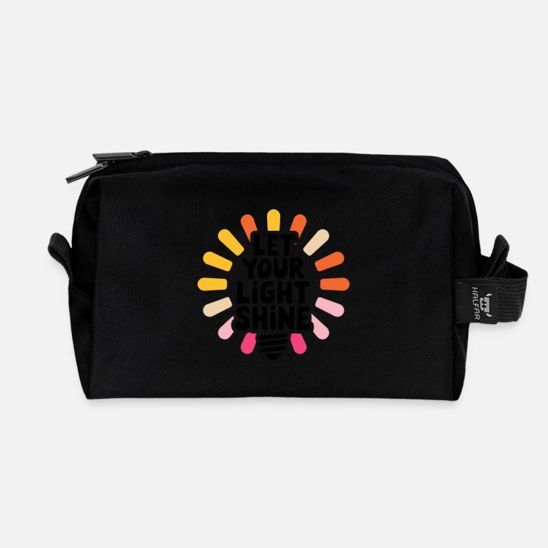 Let Your Light Shine – Glowing Light Bulb - Recycled Toiletry Zip Bag - black