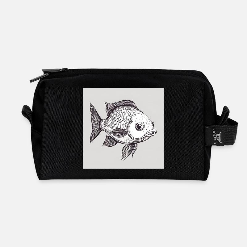 Fisch - Recycelte Kulturtasche - Schwarz