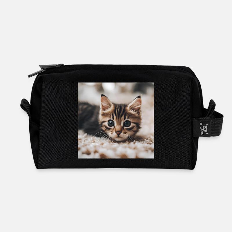 Katze - Recycelte Kulturtasche - Schwarz