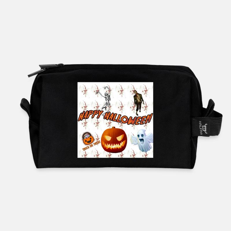 happy halloween version 3 - Recycled Toiletry Zip Bag - black