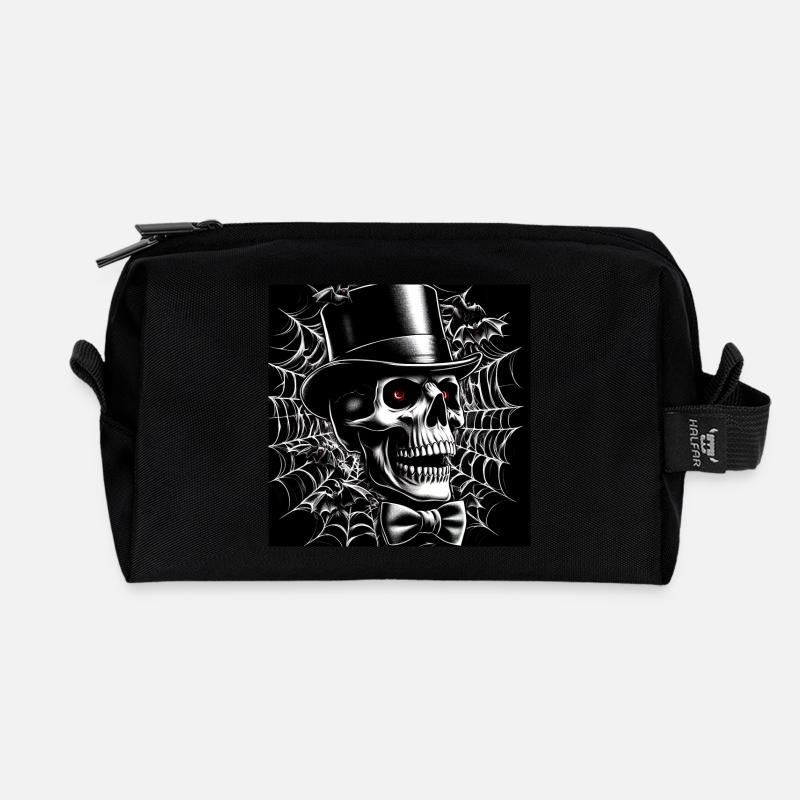 Halloween Eleganter Totenkopf - Recycelte Kulturtasche - Schwarz