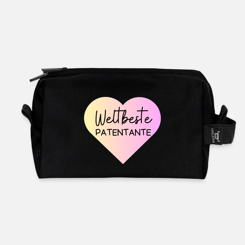 Weltbeste Patentante! Personalisierbar - Recycelte Kulturtasche - Schwarz