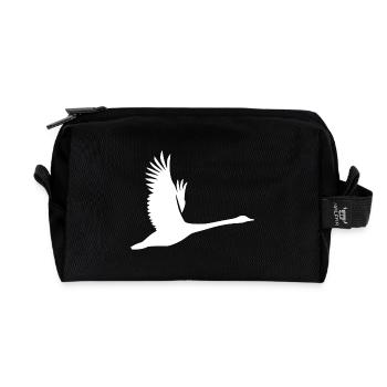Cygne volant dans le style du tatouage - Trousse de toilette en tissu recyclé - noir - Devant