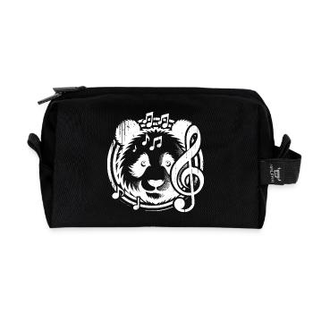 Panda Kopf Musik Noten Tattoo mit Notenschlüssel - Recycelte Kulturtasche - Schwarz - Vorne