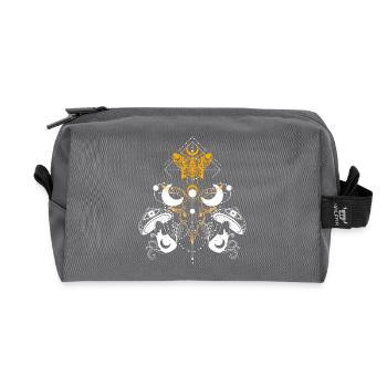 Blason géométrique orné de mandala - Trousse de toilette en tissu recyclé - anthracite - Devant