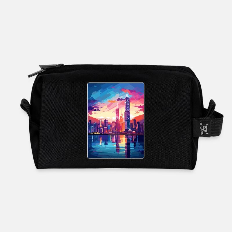 Hongkong China Reise Poster Souvenir Farbe WPA - Recycelte Kulturtasche - Schwarz