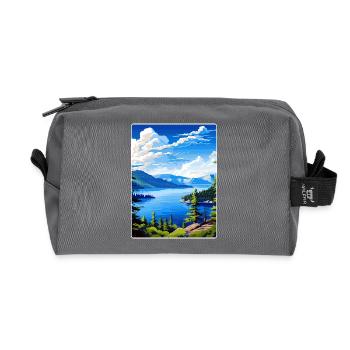 Affiche de voyage souvenir du parc national du lac Crater - Trousse de toilette en tissu recyclé - anthracite - Devant