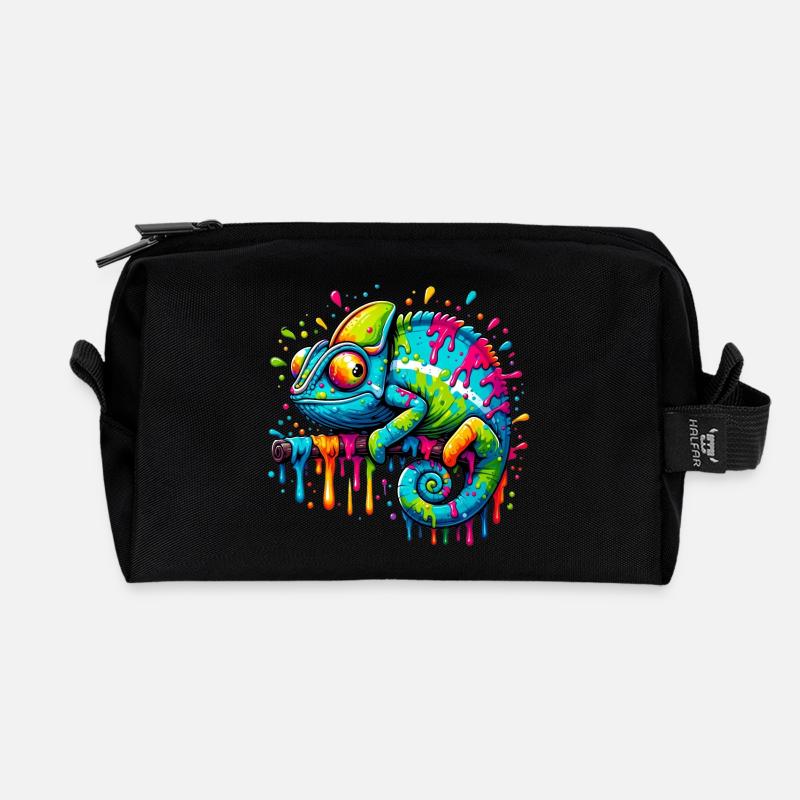 Chamäleon - Recycelte Kulturtasche - Schwarz