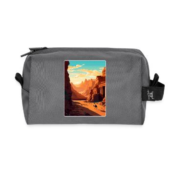 Petra Jordan Affiche de voyage Souvenir Carte Postale Peinture - Trousse de toilette en tissu recyclé - anthracite - Devant