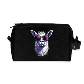 Funny Llama Alpaca - Recycled Toiletry Zip Bag - black - Front