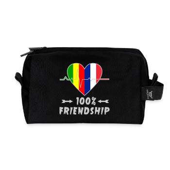 100 % amitié entre le Mali et la France - Trousse de toilette en tissu recyclé - noir - Devant