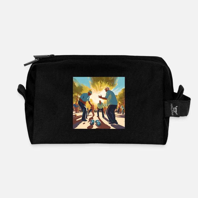 Pétanque, Pétanque-Fan, Bowler - Recycelte Kulturtasche - Schwarz