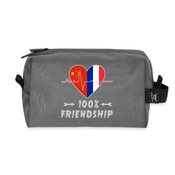 China and France 100% friendship - Recycled Toiletry Zip Bag - anthracite - Front