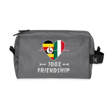 Uganda and Italy 100% friendship - Recycled Toiletry Zip Bag - anthracite - Front
