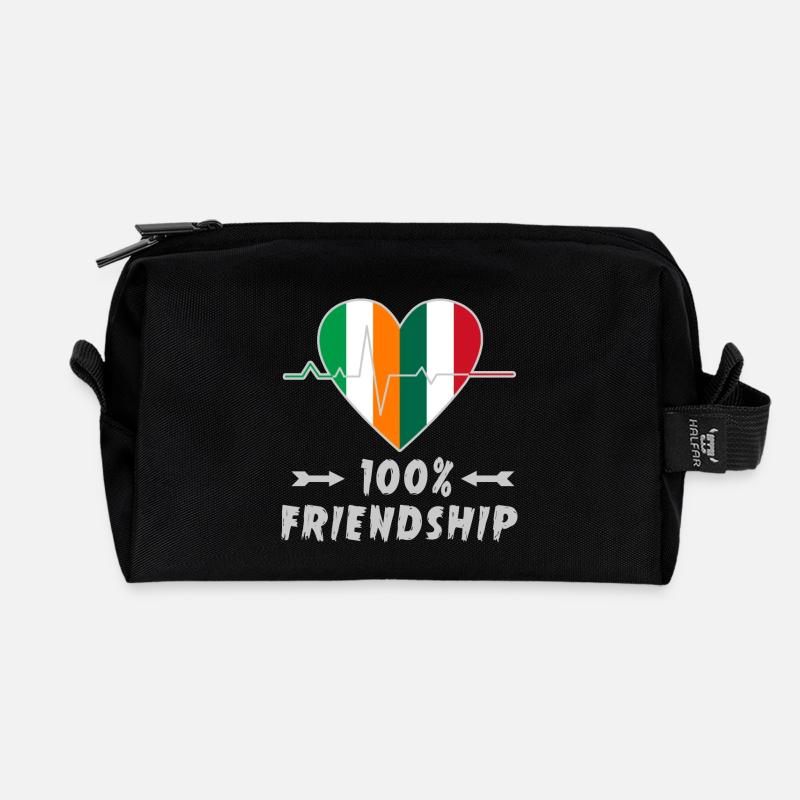 Irland und Italien 100% Freundschaft - Recycelte Kulturtasche - Schwarz