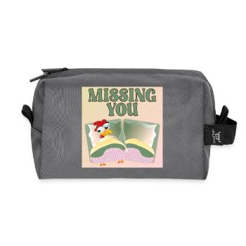 MISSING YOU - HÜHNERBETT - Recycelte Kulturtasche - Anthrazit - Vorne