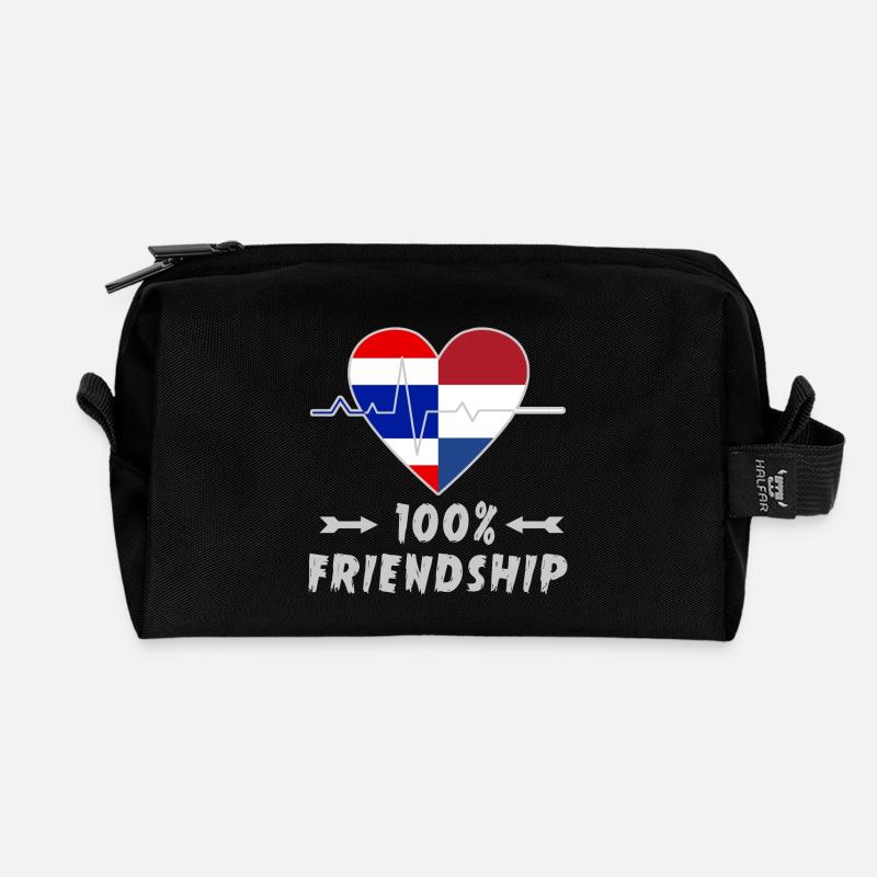 Thailand und Niederlande 100% Freundschaft - Recycelte Kulturtasche - Schwarz