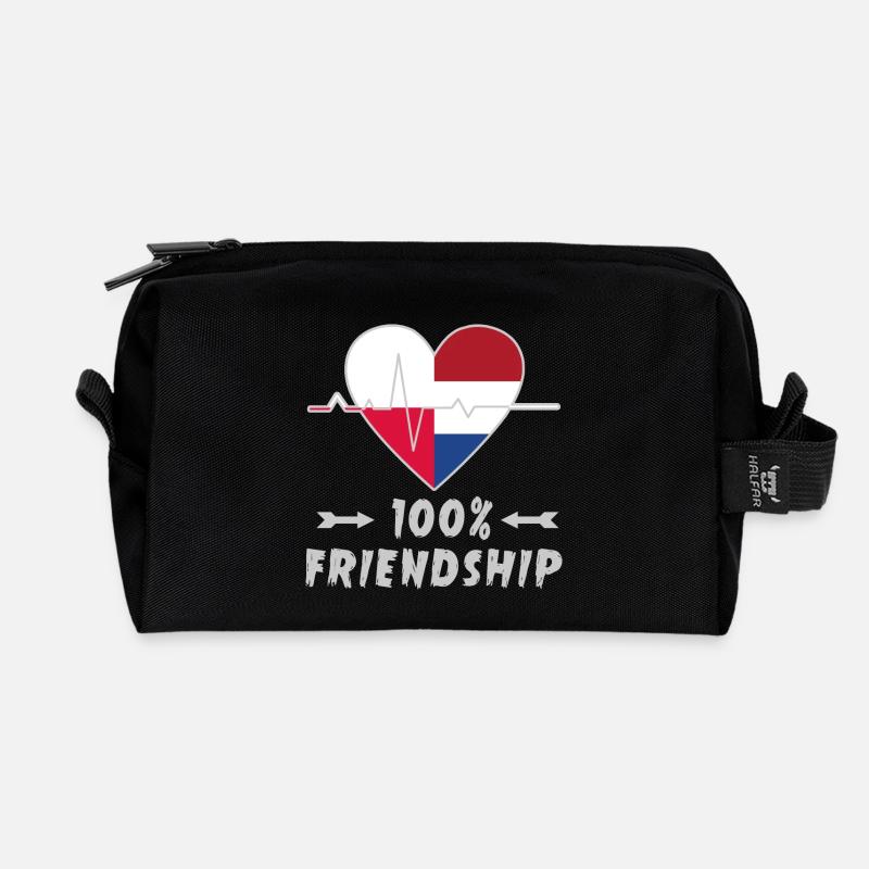Polen und Niederlande 100% Freundschaft - Recycelte Kulturtasche - Schwarz