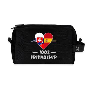 Slowakei und Spanien 100% Freundschaft - Recycelte Kulturtasche - Schwarz - Vorne