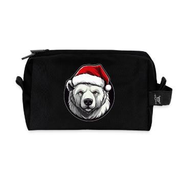 Polar Bear Christmas - Recycled Toiletry Zip Bag - black - Front