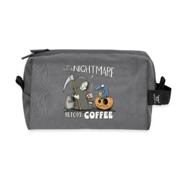 Nightmare Before Coffee! Small Coffee Death - Recycled Toiletry Zip Bag - anthracite - Front