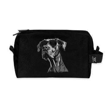 Great Dane with sunglasses - Recycled Toiletry Zip Bag - black - Front