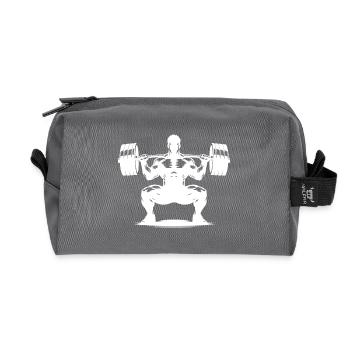Weightlifter with heavy barbell - Recycled Toiletry Zip Bag - anthracite - Front