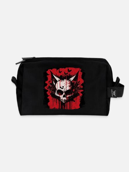 Crâne de chat zombie - Trousse de toilette en tissu recyclé - noir