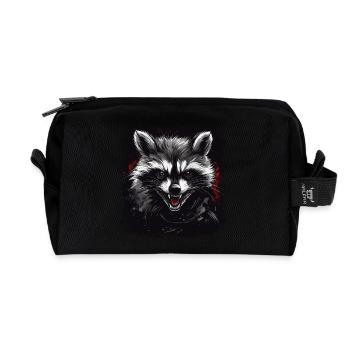 Angry raccoon - Recycled Toiletry Zip Bag - black - Front