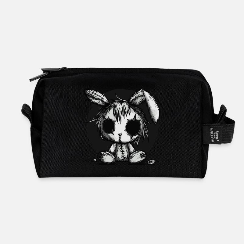 Mignon lapin effrayant - Trousse de toilette en tissu recyclé - noir