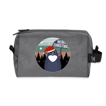 Cat Christmas Gift Idea - Recycled Toiletry Zip Bag - anthracite - Front