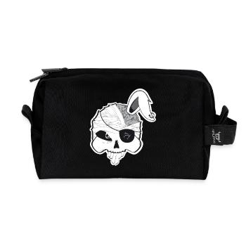 Piraten-Hasenschädel mit Gehirn und Hasenohr - Recycelte Kulturtasche - Schwarz - Vorne