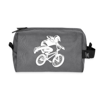 BMX Stunt Freestyle Fahrer Sprung Design - Recycelte Kulturtasche - Anthrazit - Vorne