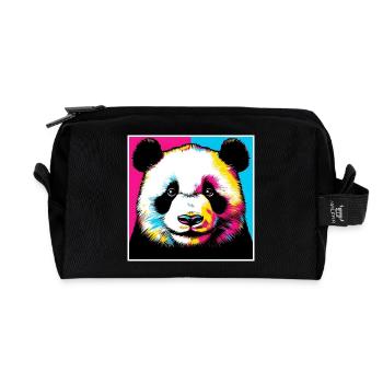 Panda - Recycelte Kulturtasche - Schwarz - Vorne