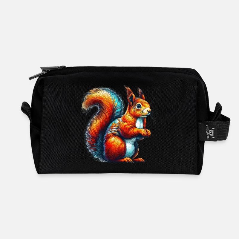 Eichhörnchen - Recycelte Kulturtasche - Schwarz